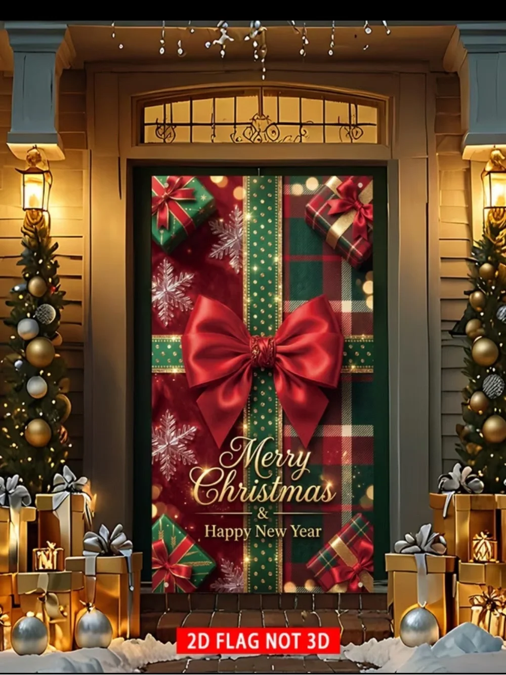 (2D) Holiday Merry Christmas & Happy New Year Door Banner